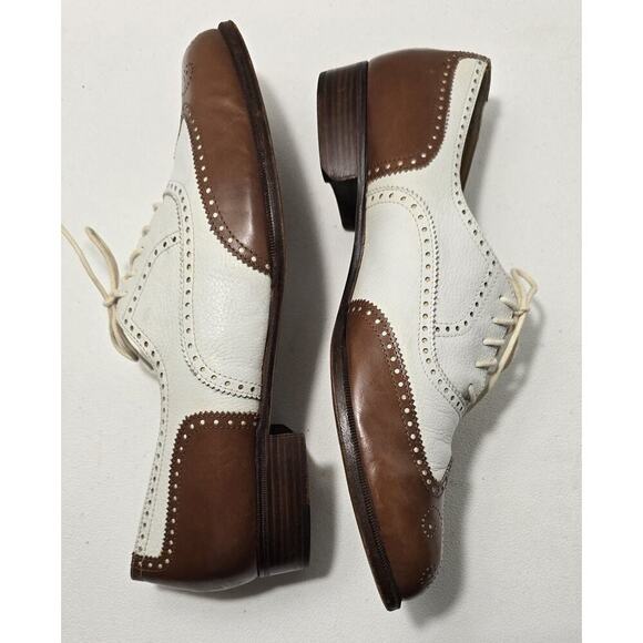 VTG Bragano Cole Haan Men's Spectator Oxford SZ 10 D Wingtip Tan White Brogue - Picture 6 of 11